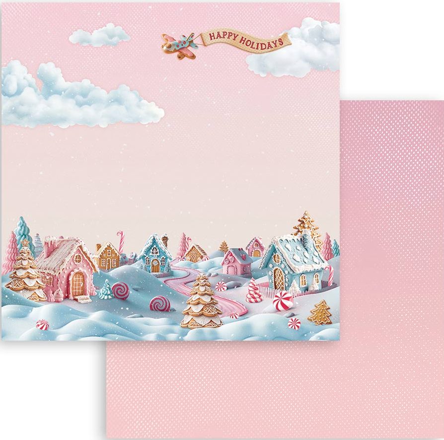 Stamperia Candy Christmas 12x12 Inch Paper - Village (SBB1080)