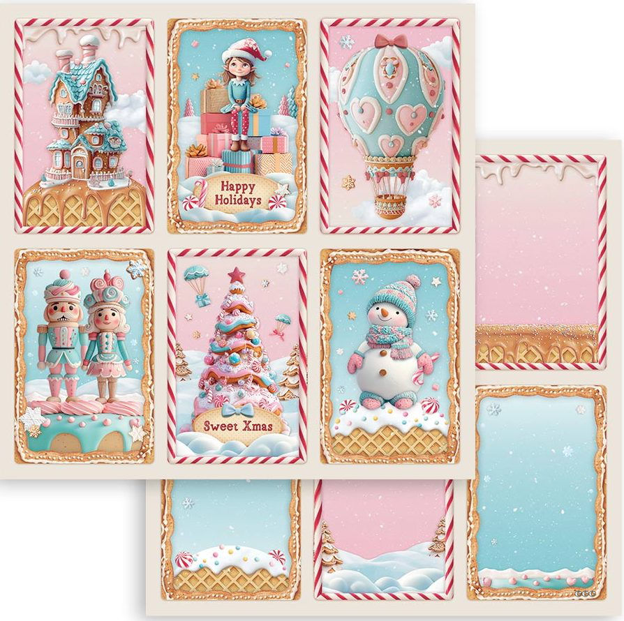 Stamperia Candy Christmas 12x12 Inch Paper - 6 Cards (SBB1082)
