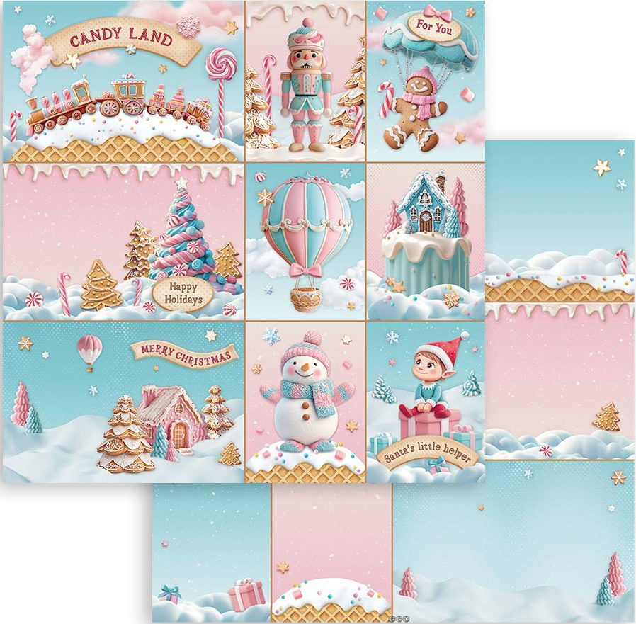 Stamperia Candy Christmas 12x12 Inch Paper - Cards (SBB1083)
