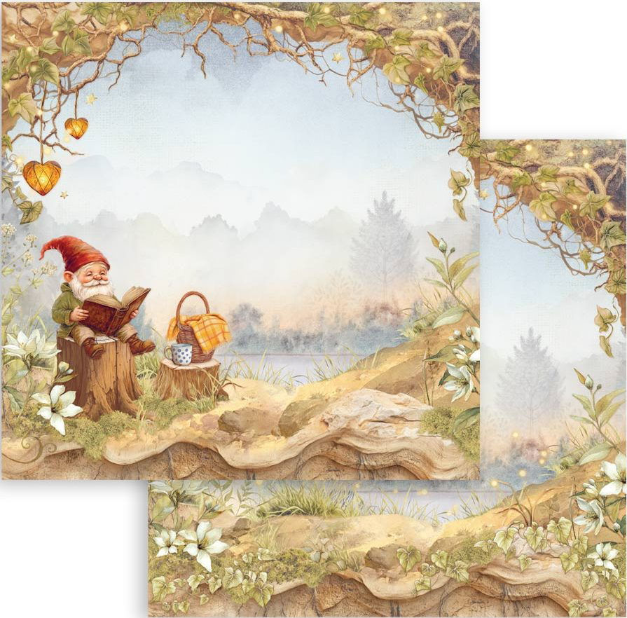 Stamperia Whispering Woods 12x12 Paper - Gnome  (SBB1093) 