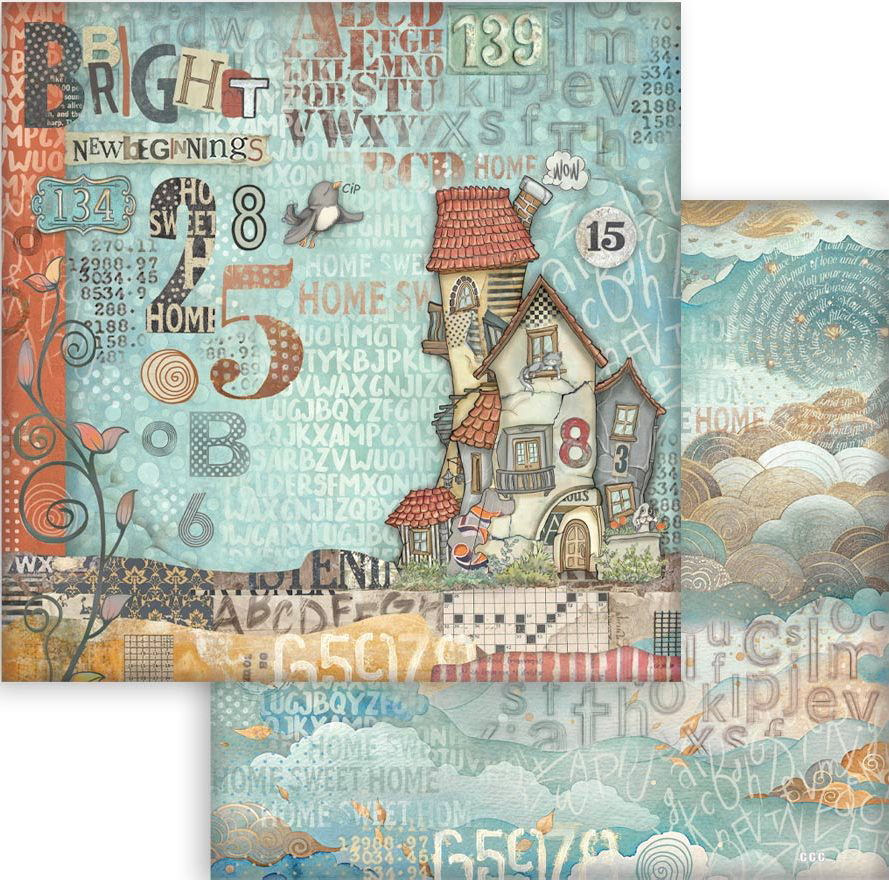 Stamperia Furry Friends 12x12  Paper - House  (SBB1100)