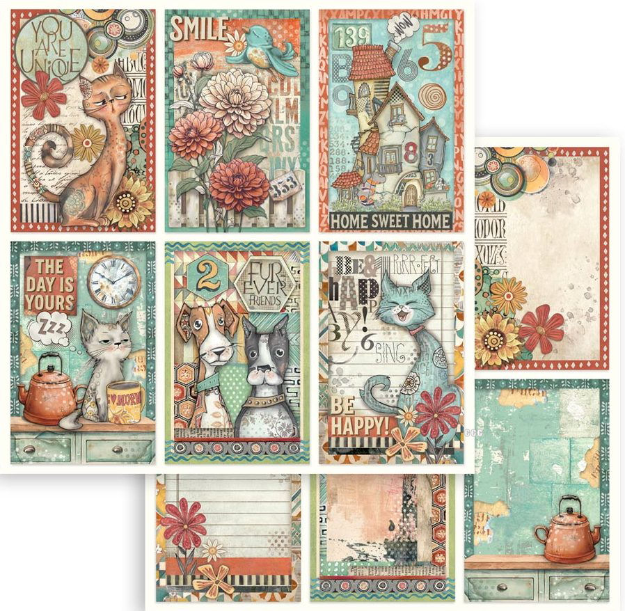Stamperia Furry Friends 12x12  Paper -  6 Cards  (SBB1102)