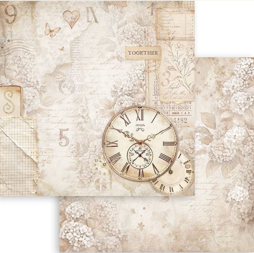 Stamperia Quiet Days 12x12 Paper - Clock (SBB1104) 