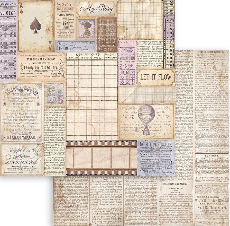 Stamperia Quiet Days 12x12 Paper - Mixed Backgrounds (SBB1106) 