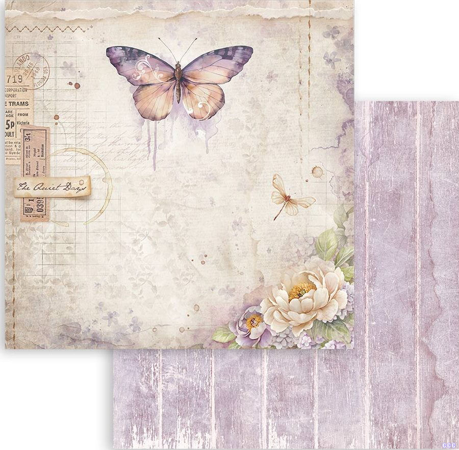 Stamperia Quiet Days 12x12  Paper - Butterfly (SBB1108) 