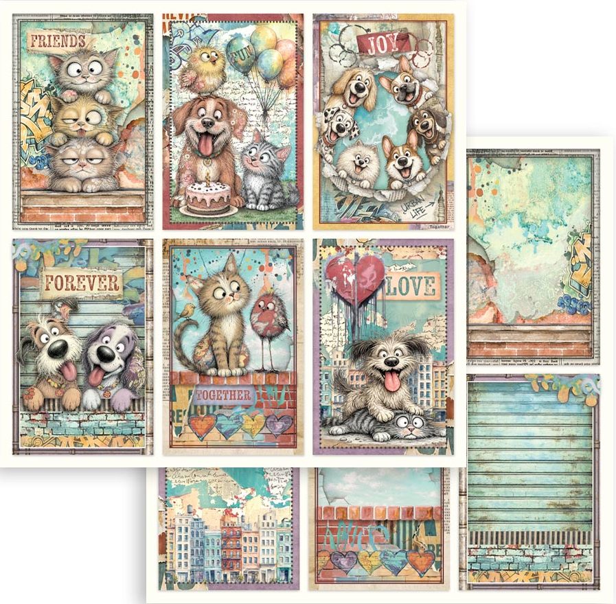 Stamperia Furry Friends 2 12x12  Paper - 6 Cards by Antonis Tzanidakis (SBB1171)