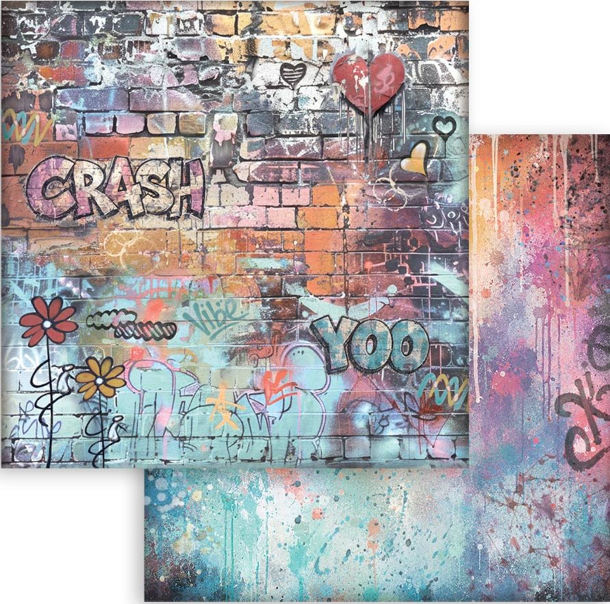 Stamperia Furry Friends 2 12x12  Paper - Graffiti Flowers by Antonis Tzanidakis (SBB1174)