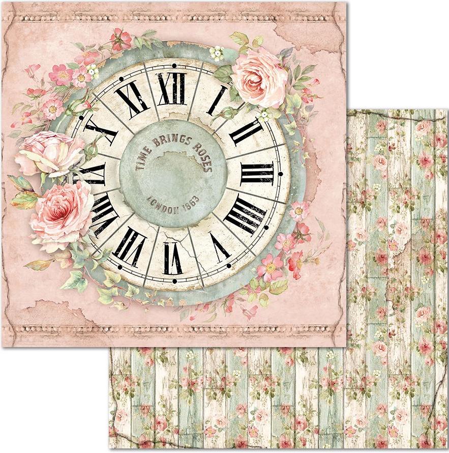 Stamperia Double-Sided Paper - House of Roses CLOCK (SBB674)