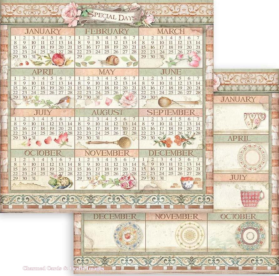 PRE-ORDER: Stamperia Casa Granada Double-Sided Paper - Calendar  (SBB845 )