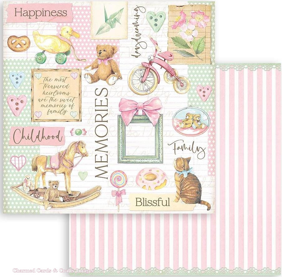 Stamperia DayDream Double-Sided Paper - Bear & Accessories  (SBB853 )
