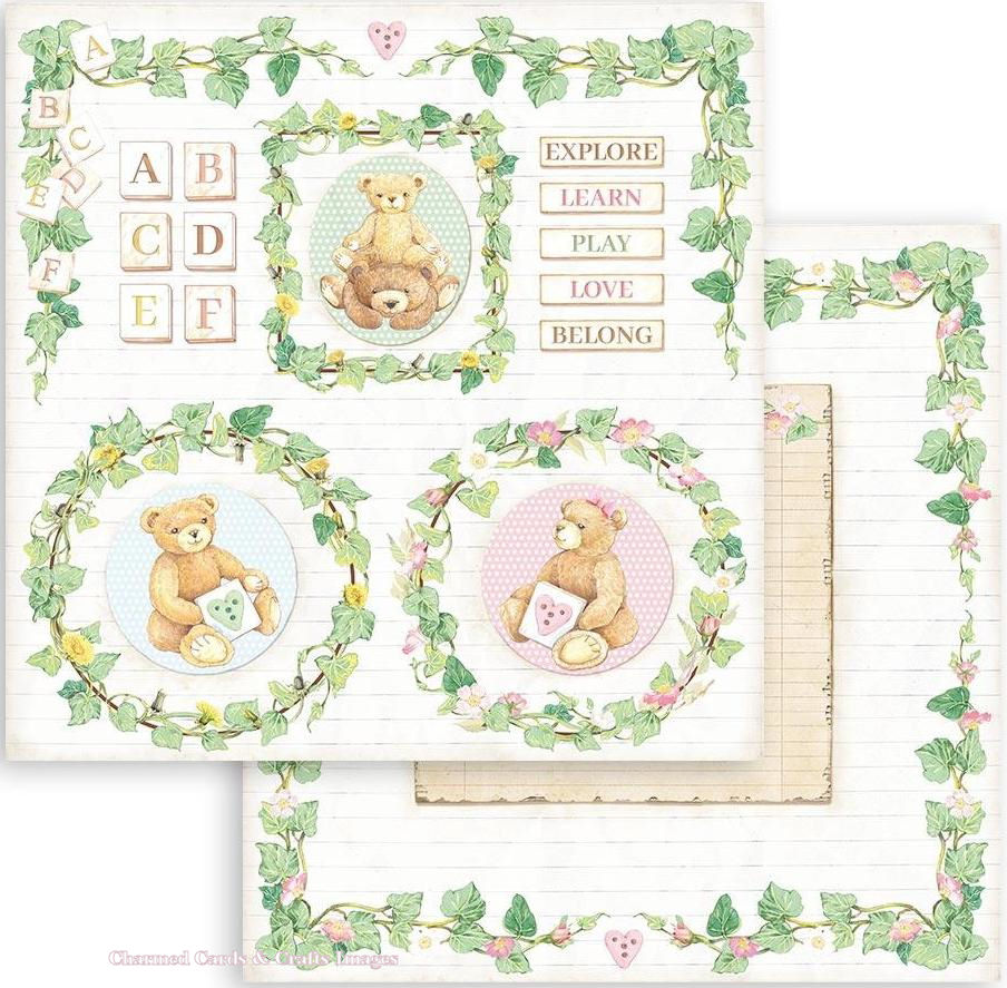 PRE-ORDER: Stamperia DayDream Double-Sided Paper -  Bear & Garlands (SBB858 )
