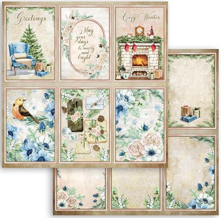 Stamperia Cozy Winter Double-Sided Paper - CARDS SBB902 