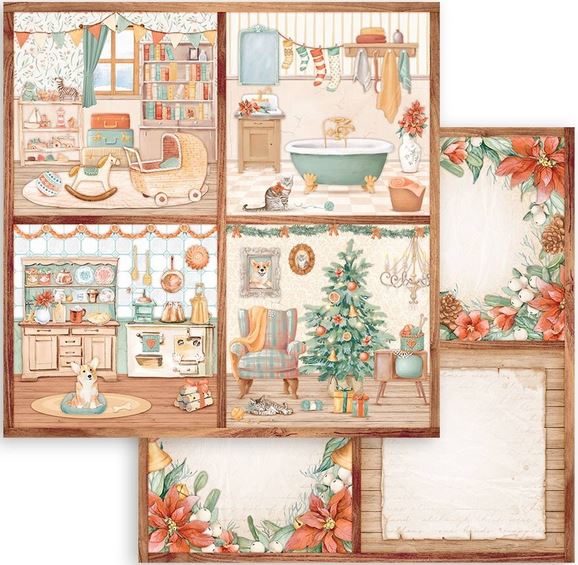 Stamperia All Around Christmas Double-Sided Paper - 4 Cards (SBB950)
