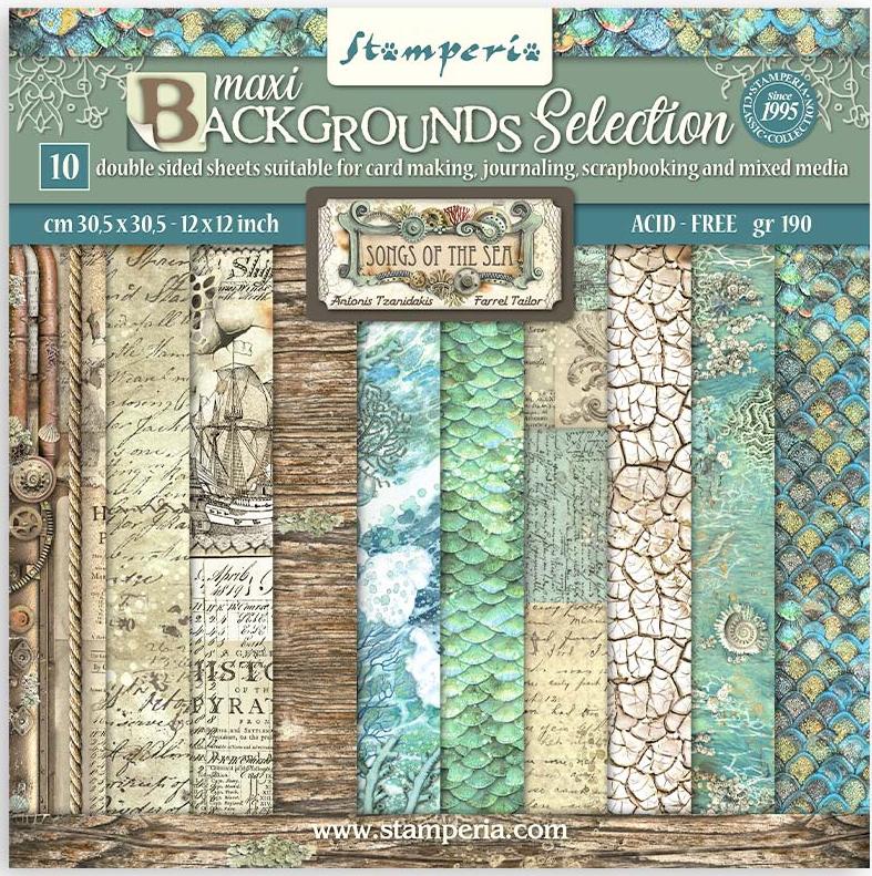 Stamperia Songs of the Sea 12x12 Paper Pack BACKGROUNDS