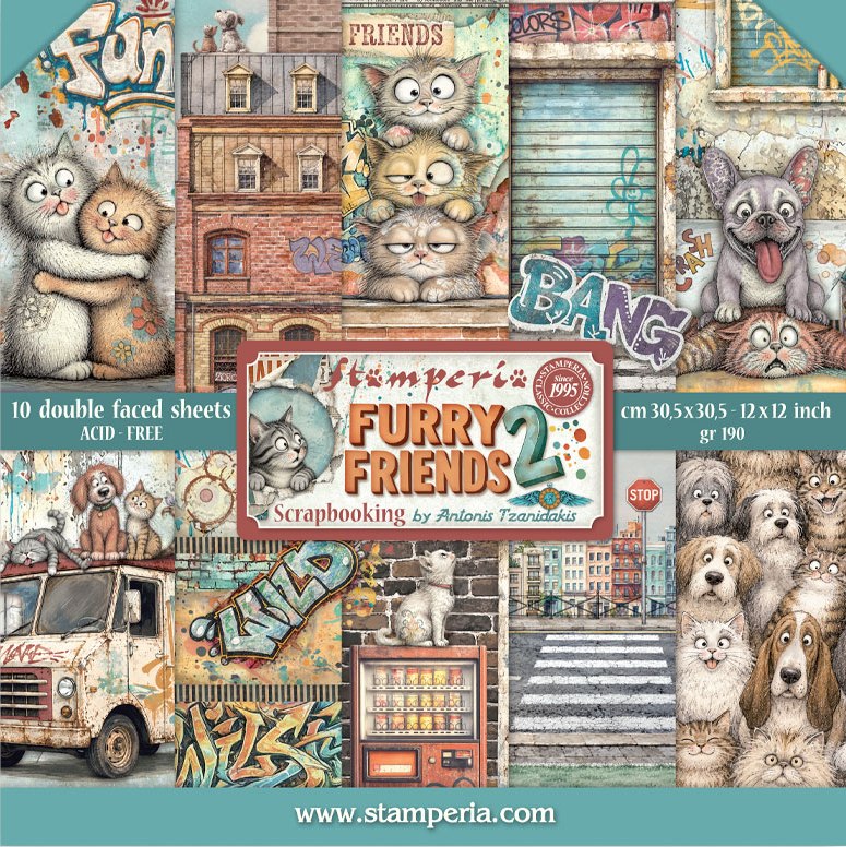 Stamperia Furry Friends 2 12x12 Inch Paper Pack