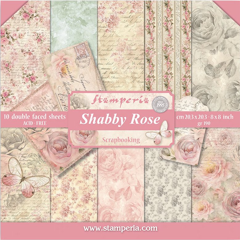 Stamperia Shabby Rose 8x8 Paper Pad