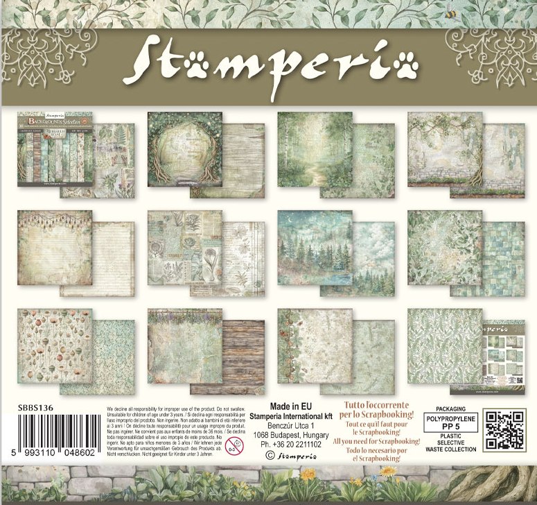 Stamperia Herbarium Silvae 8x8 Inch Paper Pack BACKGROUNDS