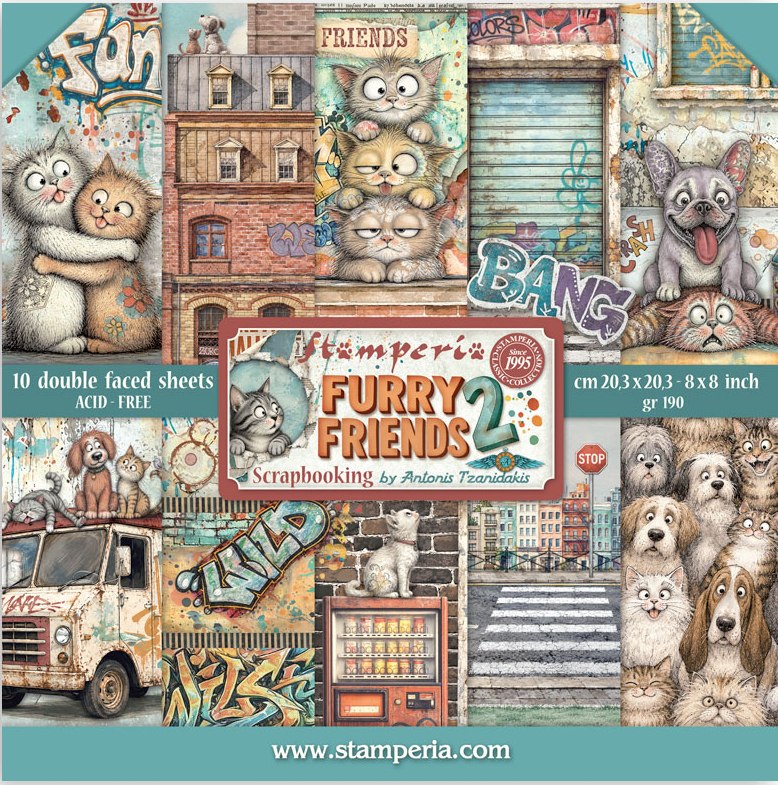 Stamperia Furry Friends 2 8x8 Inch Paper Pack