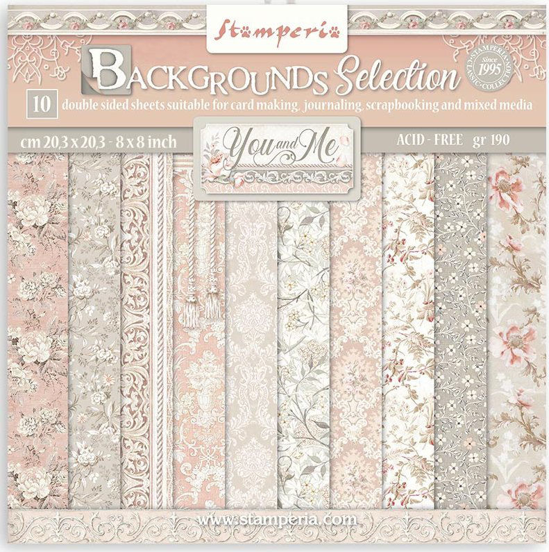 Stamperia 8x8 Paper Packs - YOU & ME BACKGROUND