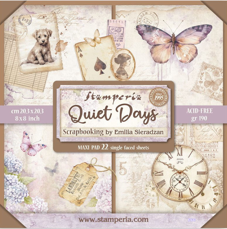 Stamperia Quiet Days 8x8 Maxi Paper Pack (Single Face)