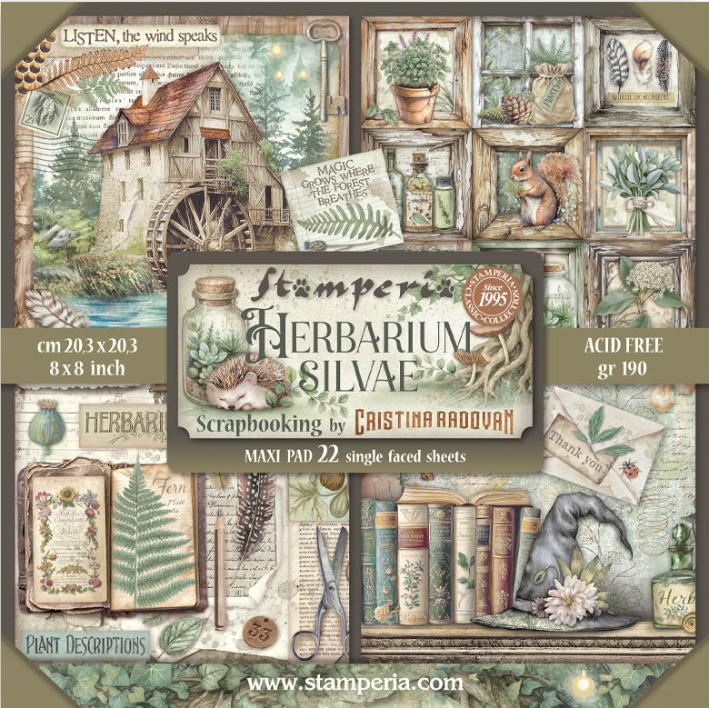 Stamperia Herbarium Silvae 8x8 Paper Pack  (Single Face)