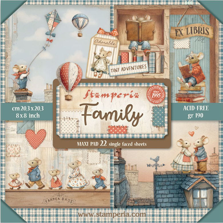Stamperia Family 8x8 Inch Maxi Paper Pack (Single Face)