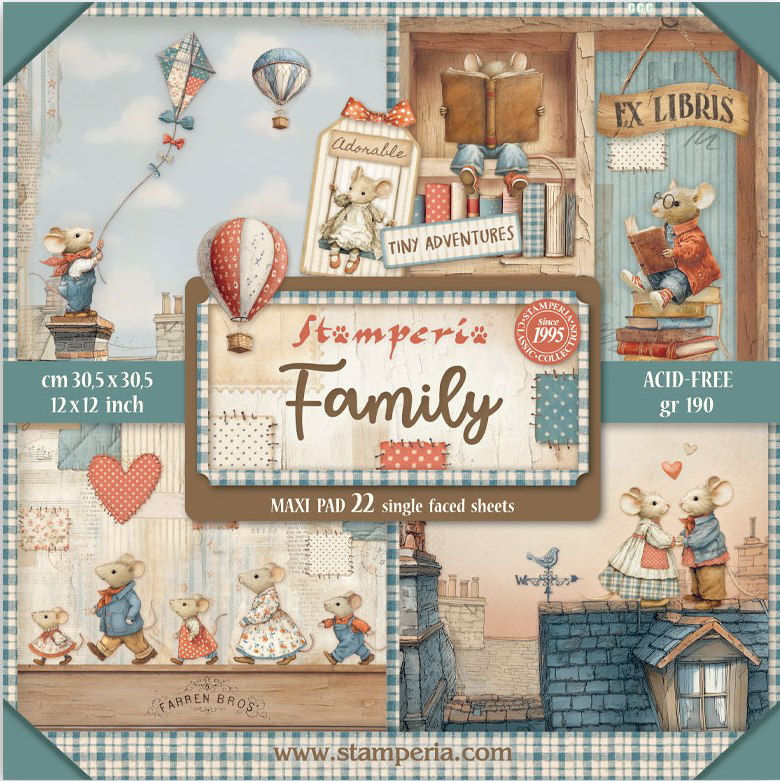 Stamperia Family 12x12 Inch Maxi Paper Pack (Single Face) 