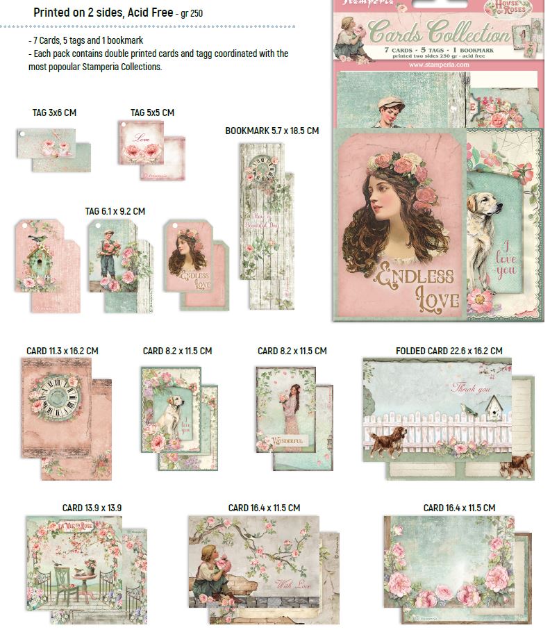 NEW Stamperia House of Roses Cards Collection (SBCARD41) 