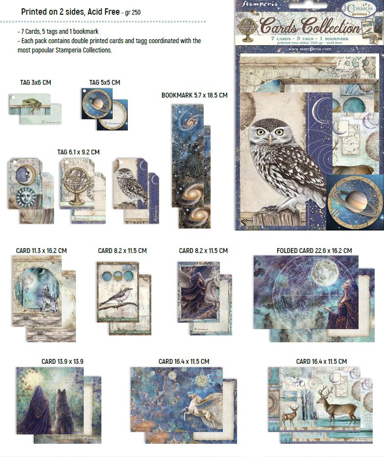 Stamperia Cosmos  Cards Collection by Cristina Radovan (SBCARD50) 