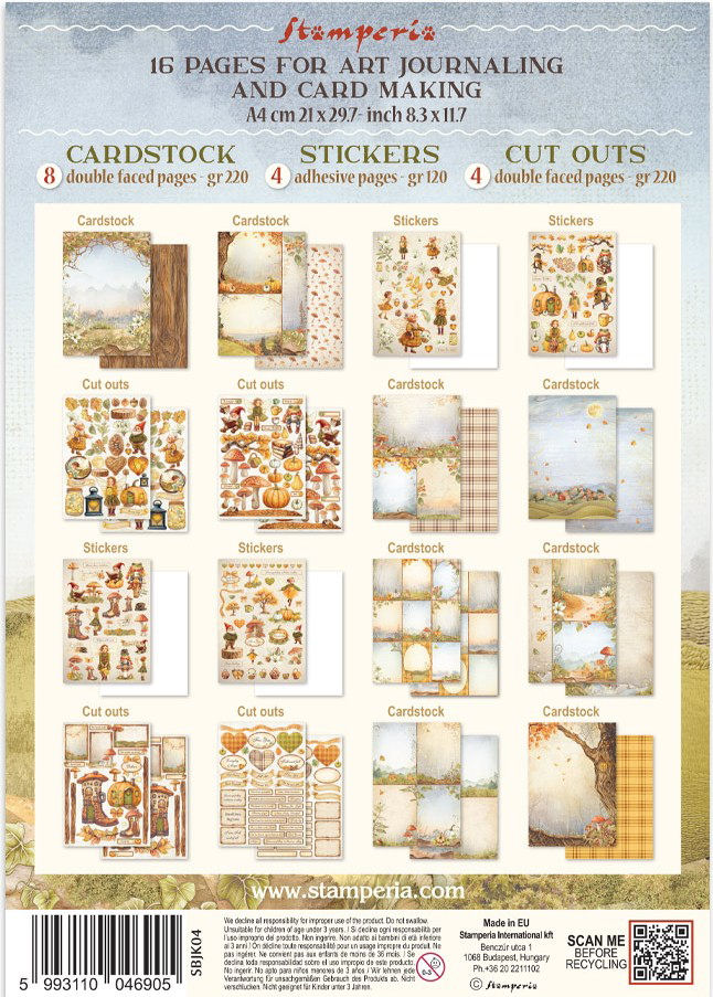 Stamperia Whispering Woods Junk Journal Stickers, Backgrounds, Cut-Outs