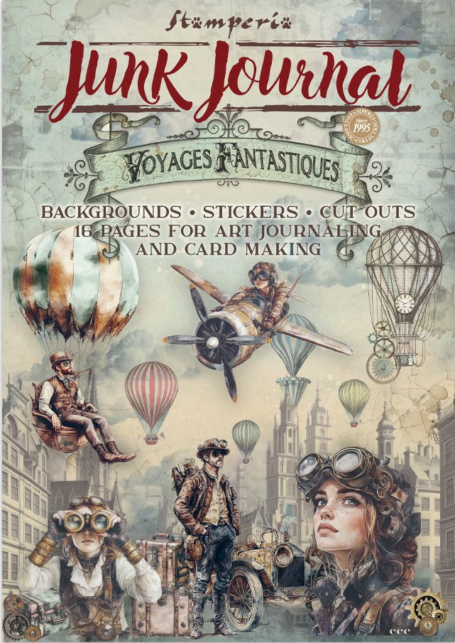 NEW: Stamperia Voyages Fantastiques Junk Journal Stickers, Backgrounds, Cut-Outs (SBJK05) 