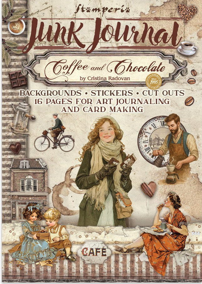 NEW Stamperia Coffee and Chocolate Junk Journal Stickers, Backgrounds, Cut-Outs 
