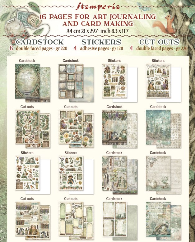 Stamperia Herbarium Silvae Junk Journal Stickers, Backgrounds, Cut-Outs  (SBJK09) 