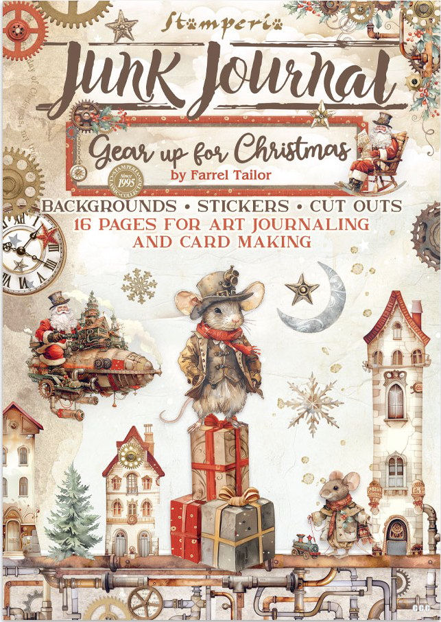 Stamperia Gear up for Christmas Junk Journal Stickers, Backgrounds, Cut-Outs
