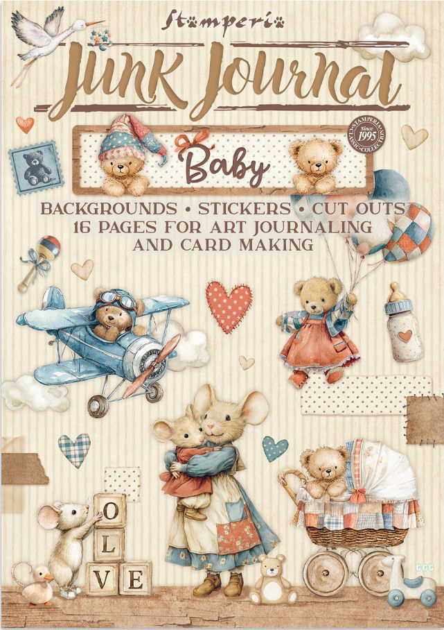 Stamperia Baby Junk Journal Stickers, Backgrounds, Cut-Outs