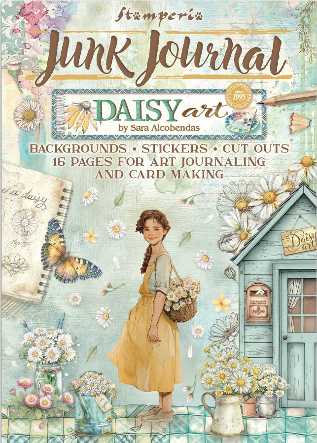 Stamperia Daisy Art Junk Journal Stickers, Backgrounds, Cut-Outs  (SBJK14) 