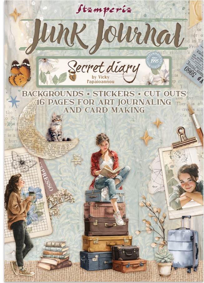 NEW Stamperia Secret Diary Junk Journal Stickers, Backgrounds, Cut-Outs  (SBJK15) 