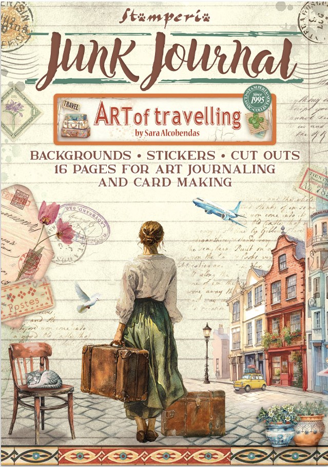 NEW Stamperia Art of Travelling  Junk Journal Stickers, Backgrounds, Cut-Outs (SBJK16) 
