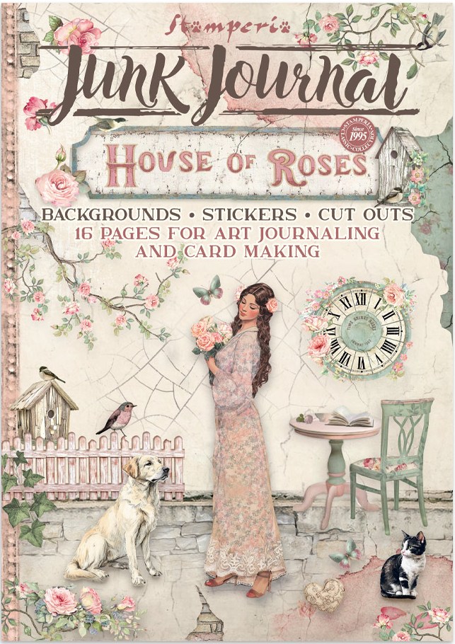NEW Stamperia House of Roses Junk Journal Stickers, Backgrounds, Cut-Outs