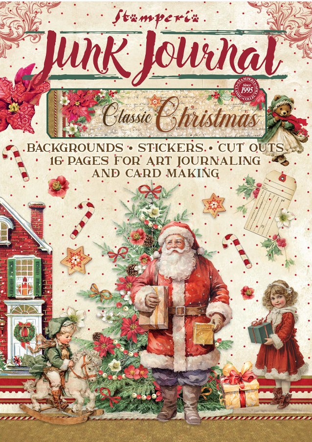 NEW Stamperia Classic Christmas Junk Journal Stickers, Backgrounds, Cut-Outs