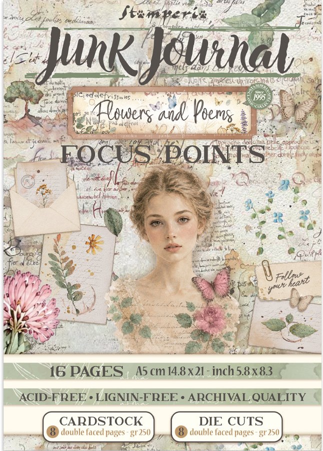 Stamperia Flowers and Poems Junk Journal A5 Focus Points (SBJKS10) 