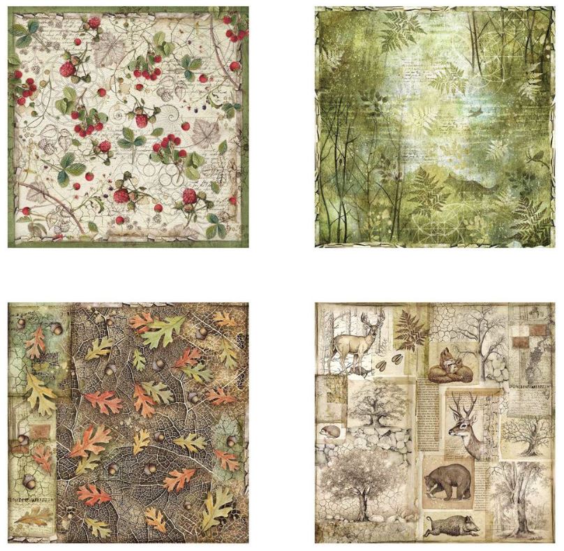 Stamperia Forest  12x12 Fabric Sheets (4pcs)