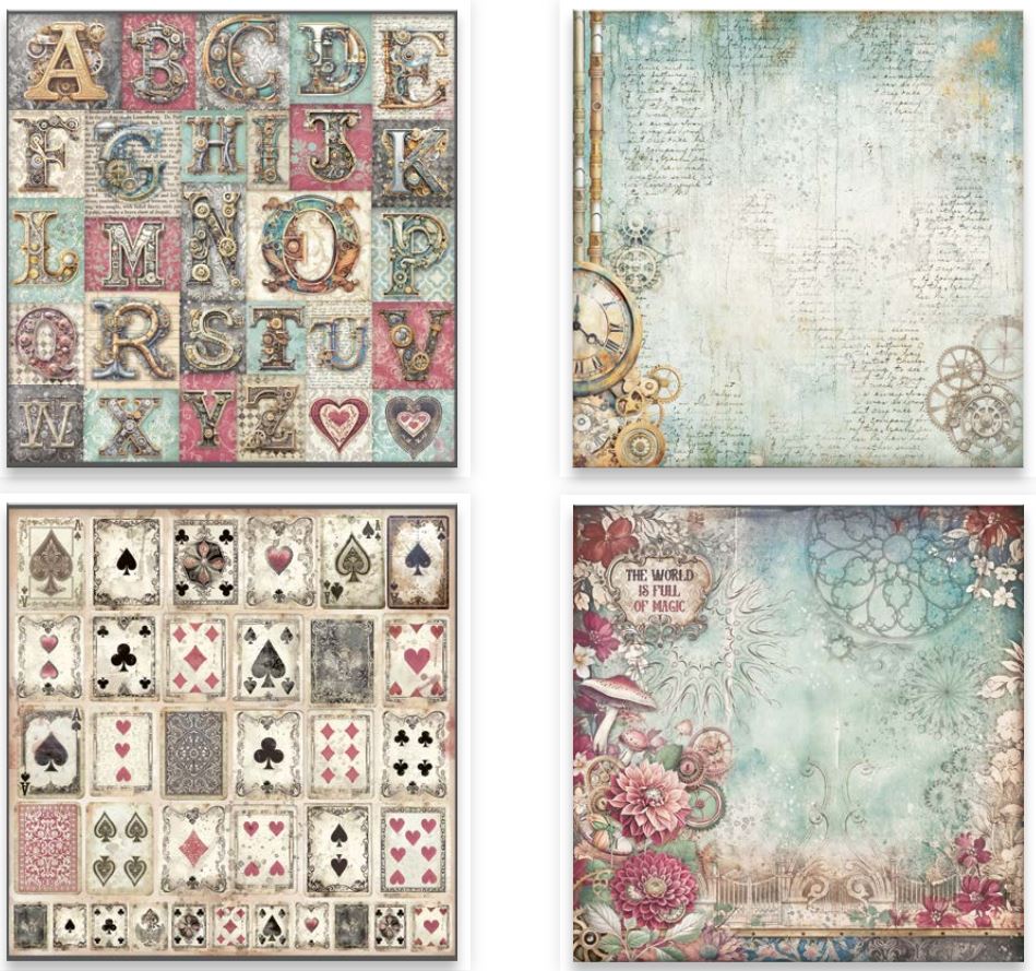 Stamperia Master of Magic 12x12 Inch Fabric Sheet (4pcs) 
