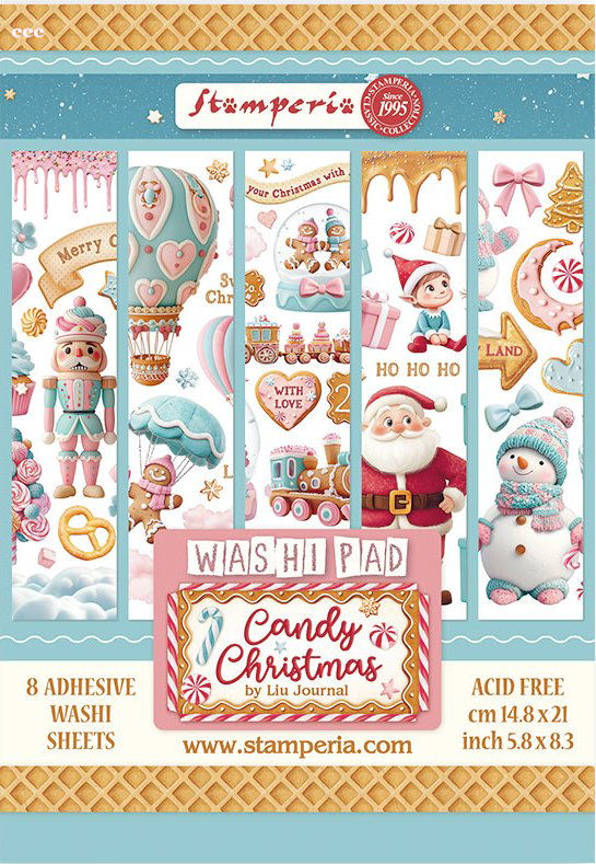 Stamperia Candy Christmas A5 Washi Pad (8pcs) 