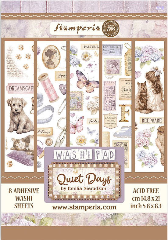 Stamperia Quiet Days A5 Washi Pad (8pcs)