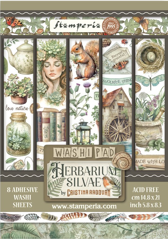 Stamperia Herbarium Silvae A5 Washi Pad (8pcs) (SBW27) 