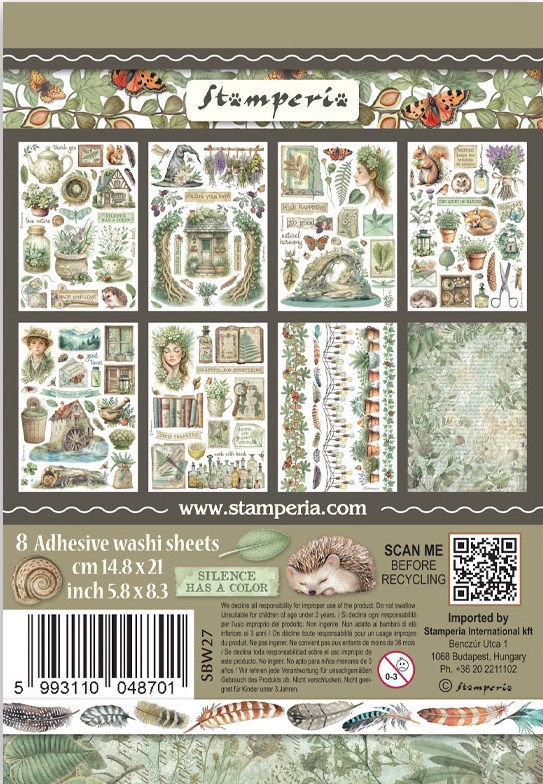 Stamperia Herbarium Silvae A5 Washi Pad (8pcs) (SBW27) 