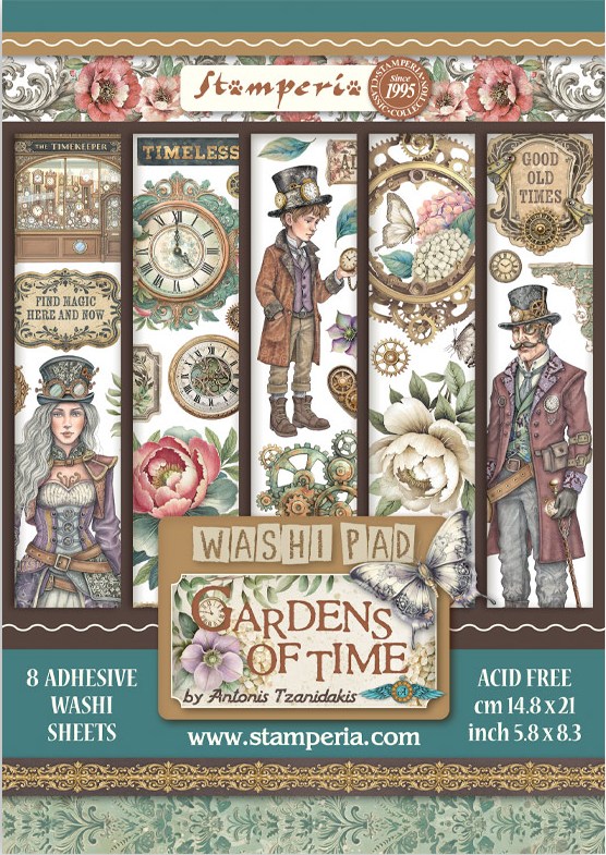 Stamperia Gardens of Time A5 Washi Pad (8pcs) 