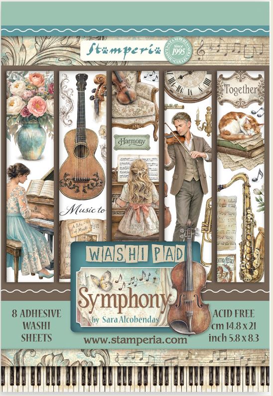 Stamperia Symphony A5 Washi Pad (8pcs) 