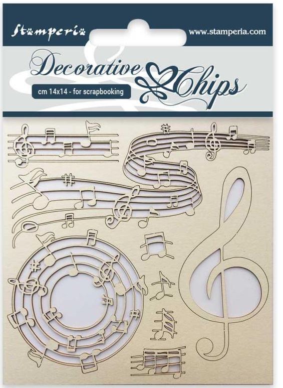 Stamperia Decorative Chips MUSIC (SCB11)